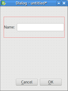 A horizontal box layout with a text label and a line
editor.