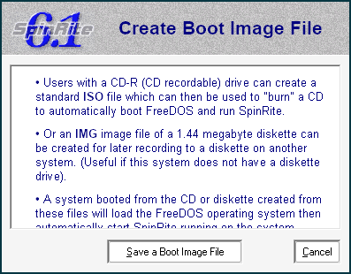 The SpinRite window that asks the user whether it wants to save an ISO file to
hard disk