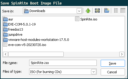 An Arch Linux dialog asking the user to store the file SpinRite.iso in the
user’s Downloads folder